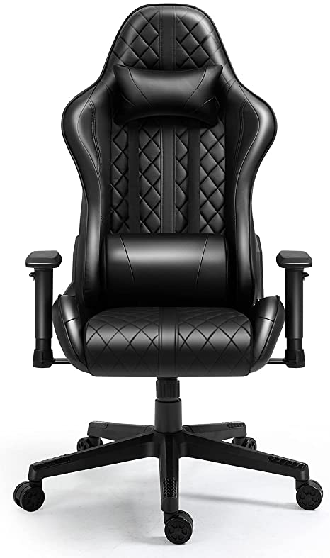 Gaming Chairs High Back Ergonomic Office Chair Racing Video Game Chair with Adjustable Armrests Headrest and Lumbar Pillow E-Sports Chair (Black)