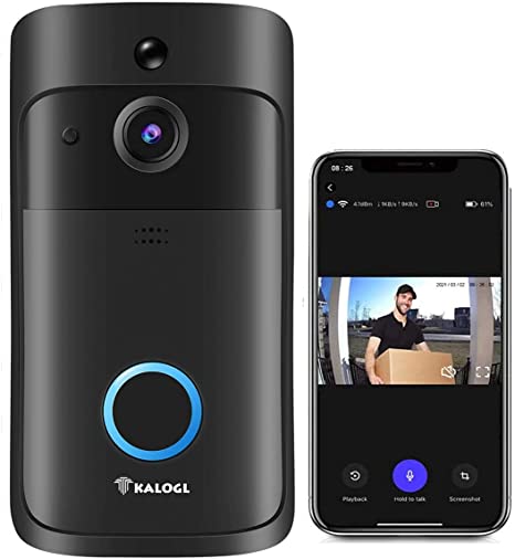 Video Doorbell Wireless WiFi Camera Monitor No Monthly Fee Cloud Storage HD WiFi Security Camera Two Way Talk for iOS & Android Phone