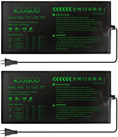 RIOGOO 2 Pack Seedling Heat Mat,Hydroponic Heating Pad Waterproof for Seed Reptile Plant with Power-Off Protection Safe and Durable 10" x 20.75"…
