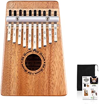 Kalimba 10 Keys Thumb Piano,Mahogany Finger Piano/Mbira Thumb Instrument With Command and Tuning Hammer Thumb Harp, African Traditional Acoustic Finger Thumb Piano/Sanza Introduction To Beginner