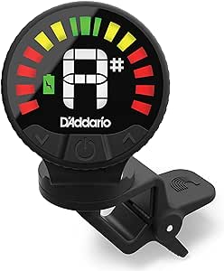 D'Addario Nexxus 360 Rechargeable Guitar Tuner - Clip On Guitar Tuner - Acoustic Guitar Tuner - Electric Guitar Tuner - 24 Hours of Tuning Time per Charge - Rotates 360-degrees