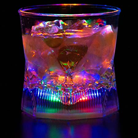 Liquid Activated Multicolor LED Old Fashioned Glass ~ Fun Light Up Drinking Tumbler - 10 oz.