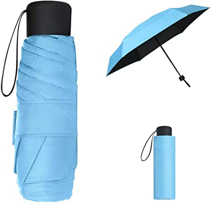 Vicloon Mini Travel Umbrella, Pocket Umbrella, Blue Portable Compact Folding Umbrella, Small Light-Weight Waterproof Umbrella, Rain and Sun Umbrella