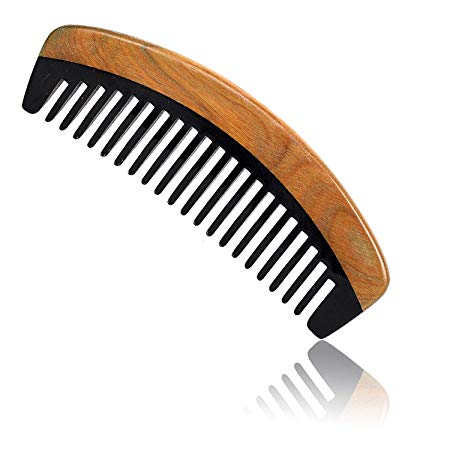 Wide Tooth Hair Comb & Natural Sandalwood Ox Horn Combs