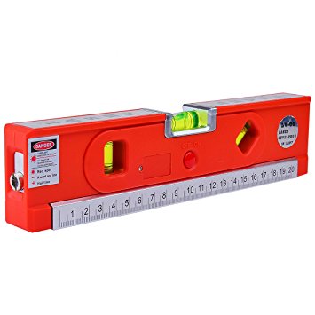 Multipurpose Laser Level Laser Measure Line Measure Tape Ruler Adjusted Standard and Metric Rulers(Red)-FOLAI