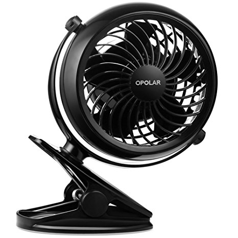 OPOLAR Clip on Desk Fan, USB or Battery Operated [4 AA Batteries Required,(not included)] , One Setting Mini Table Fan for Baby Stroller, Office, Dorm, Home and Outdoor Using-F711A