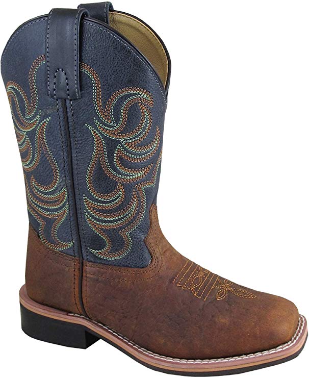 Smoky Mountain Boys' Jesse Bison Leather Print Boot Square Toe - 3749C
