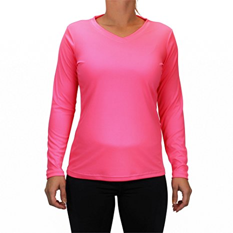 One Five Basics Women's Long Sleeve Athletic Performance Top With Moisture Wicking Technology and 50  UPF UV Protection