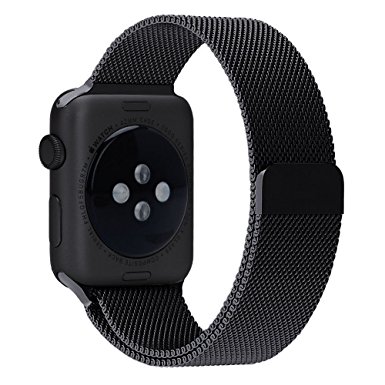 Yaber Apple Watch Band, Black 42mm Milanese Loop Stainless Steel Bracelet Strap Replacement Wrist Band for Apple Watch with Magnet Lock – Black