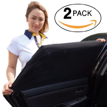 Car Sun Shade (2 Pack, Fits Most Cars and SUV) | Car Window Shades for Baby, Passengers and Pets Without Clings or Suction Cups | Free Bonus