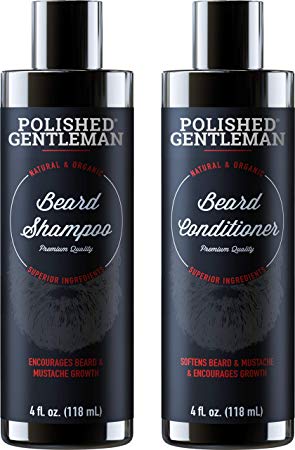 Beard Growth and Thickening Shampoo and Conditioner Set - Beard Care With Organic Beard Oil - Facial Hair Growth For Men - For Younger Looking Beard