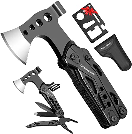 Fathers Day Gifts from Daughter Son, Multitool Camping Axe, 15 in 1 Hatchet with Pliers Knife Hammer Sheath Bottle Opener Fire Starter Screwdriver Credit Card Tool for Camping Hiking Repairing...