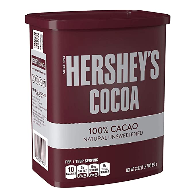 HERSHEY'S Natural Unsweetened 100% Hot Cocoa, Baking, 23 Ounce Can - PACK OF 2