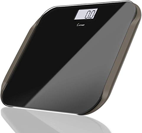 Enther Digital Weight Scale Bathroom Scale for Body Weight with Step-on Technology 4 High Precision Sensors Tempered Glass Large Backlit LCD Display Body Tape Measure Included 400lb/180kg/28st