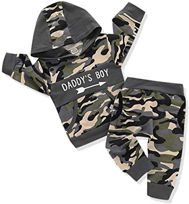 Baby Boys Clothes Newborn Boy Hoodie Camo Sweater Shirt Plaid Pants Set Toddler Baby Boy Outfit
