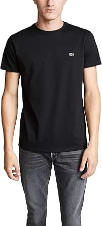 Lacoste mens Short Sleeve Crew Neck Pima Cotton Jersey T-shirt T Shirt, Black, X-Large US