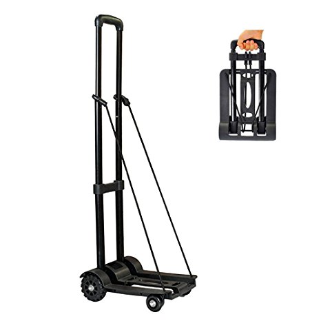 Wincspace Lightweight Folding Hand Cart Dolly Fold Up Hand Truck Portable Utility Moving Shopping Cart(4wheel/165lbs) (4 wheel)