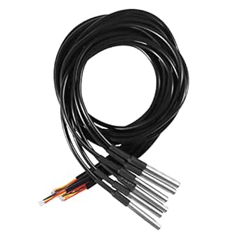 6Pcs 3M DS18B20 Temperature Probe Stainless Steel Temperature Sensor Waterproof Digital Thermal Cable