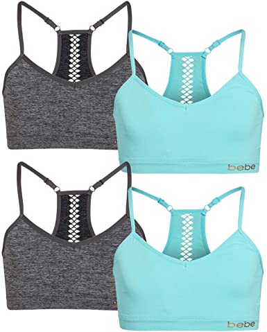 bebe Girls Seamless Racerback Sports Bra with Removable Pads (4 Pack)