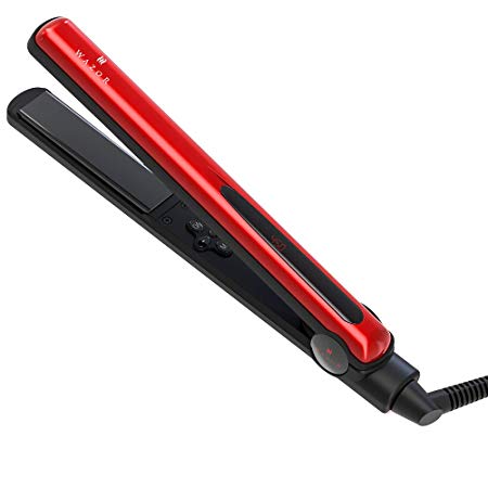 MHU Professional 1 Inch Hair Straightener with Ionic Ceramic Coated Plates,MCH Keratin 275-425°F，Red