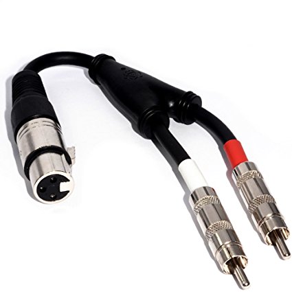 kenable XLR 3 Pin Female to 2 x Phono Connections PVC Shielded Cable