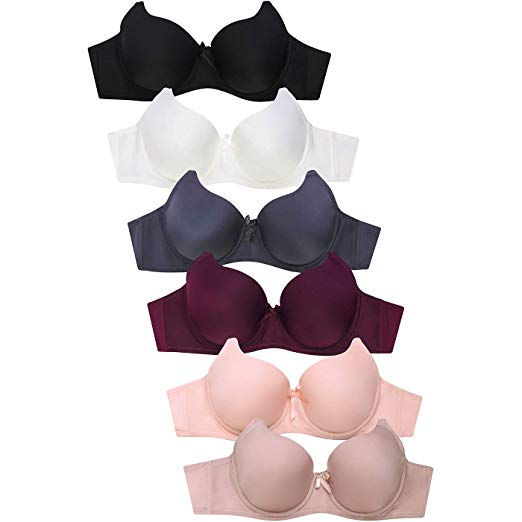 MaMia Women's Full Cup Push Up Lace Bras (Pack of 6)