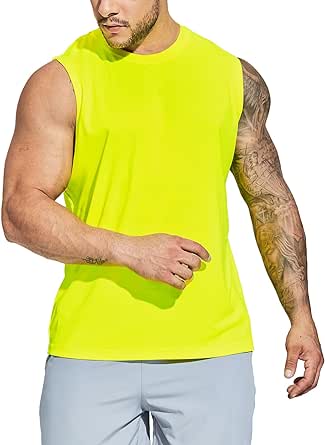 MIER Men's UPF 50  Sleeveless Workout Swim Shirts Quick Dry Running Tank Tops UV Protection Muscle Tees