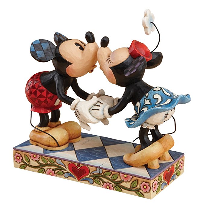 Enesco Disney Traditions by Jim Shore Mickey Mouse Kissing Minnie Stone Resin Figurine, 6.5”