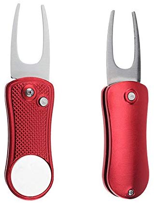 Okared 2 Pack Golf Divot Repair Tool - Stainless Steel Switchblade with Detachable Ball Marker
