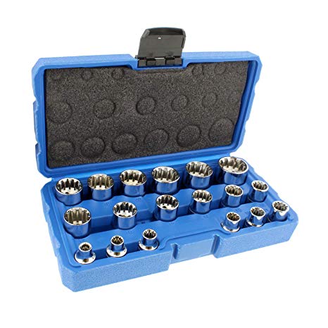 ABN® | Universal Spline Socket Set – 18 Piece Metric Socket Tool Set, 3/8” Inch Drive Socket Set Spline Tool