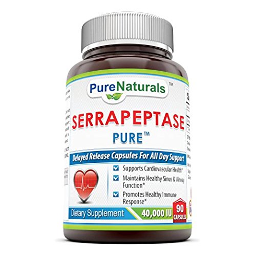 Pure Naturals Serrapeptase 40, 000 Units - 90 Capsules –*Supports Cardiovascular Health* Maintains Healthy Sinus & Airway Function* Promotes Healthy Immune Responce*