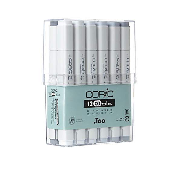 Copic Markers 12-Piece Cool Gray Set