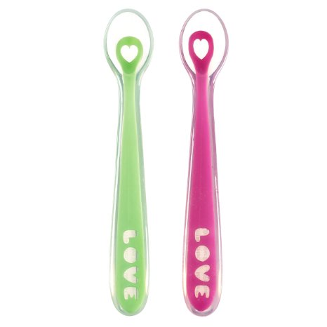 Munchkin Silicone Spoon - GreenPink - 2 ct