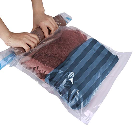 BYSURE 16 Pack Travel Space Saver - Roll Up Storage Bags - Compression Bags for Clothes - No Vacuum or Pump Needed