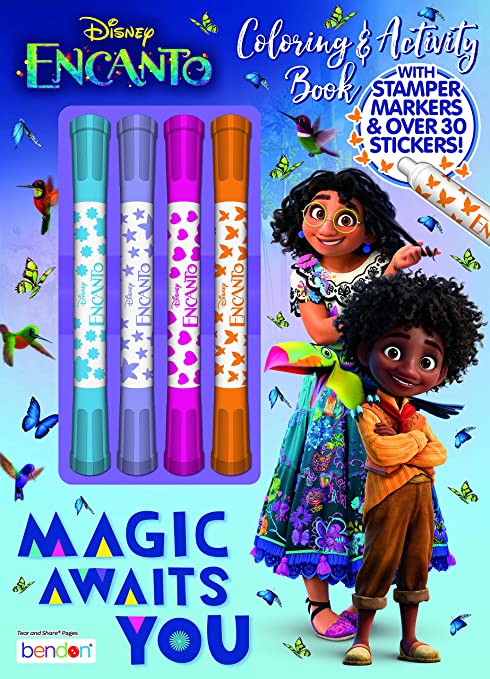 Disney Encanto 48 Page Coloring and Activity Book with 4 Stamper Markers Paperback 51723 Bendon