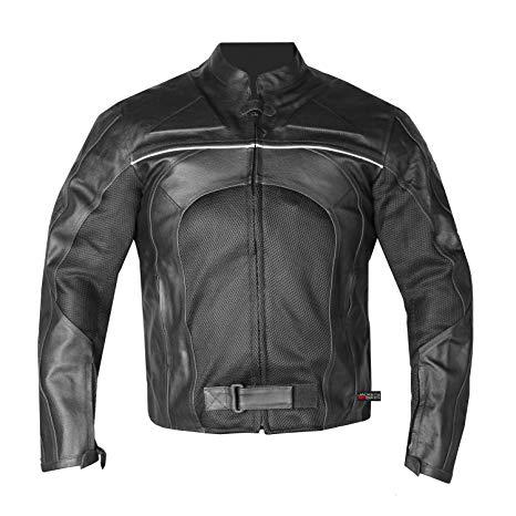 New Men's Razer Motorcycle Biker Armor Mesh & Leather Black Riding Jacket L