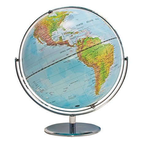 ADVANTUS Physical and Political 12-Inch World Globe, Silver Metal Desktop Base (30503)