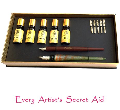 Daveliou Calligraphy Pen Set - 12-Piece Kit - FREE Glass Pen - 5 Nib & 5 Ink Set