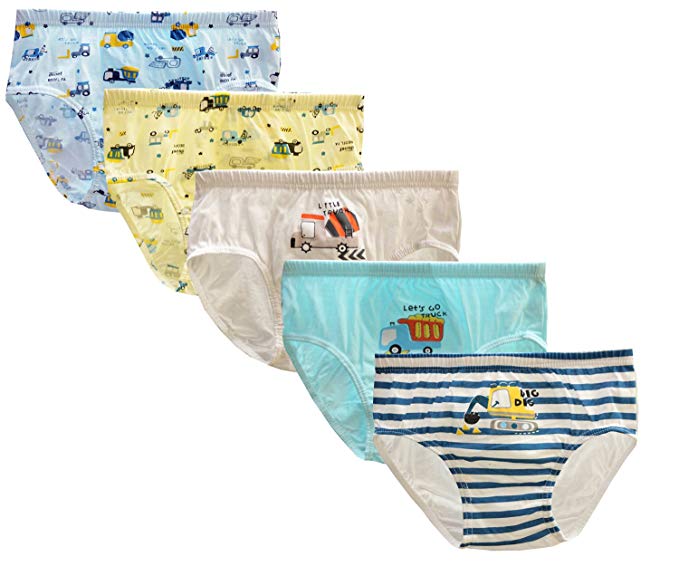 CHUNG Toddlers Little Boys 2-9Y Cotton Briefs Underwear Pack of 5/6 Car Dinosaur