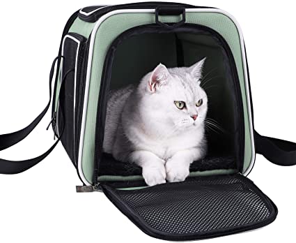petisfam Soft Pet Carrier for Medium Cats and Small Dogs with Cozy Bed, 3 Doors, Top Entrance | Airline Approved, Escape-Proof, Breathable, Leak-Proof, Easy Storage