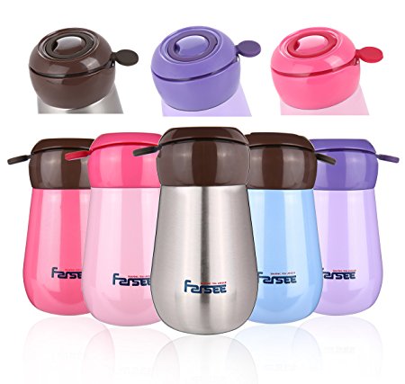 FARSEE Double Wall Vacuum Insulated Stainless Steel Water Bottle For Kids,Ladies,With Loop,Small Size,8oz