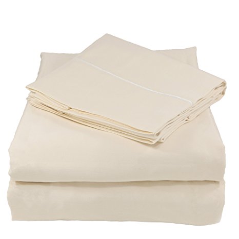 Whisper Organics 300 Thread Count Soft Cotton California King Bed Sheet Set (GOTS Certified), Natural