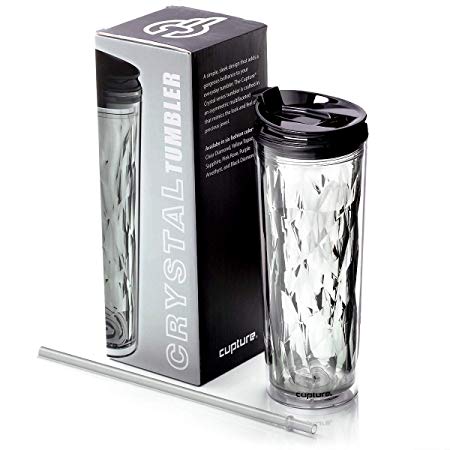 Cupture Crystal Click & Seal Shake Tumbler Cup for Hot or Cold Drinks - 22 oz (Black Diamond)