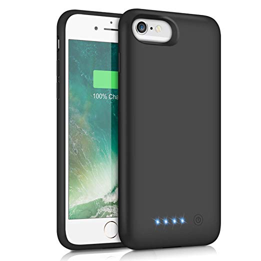 iPhone 6S 6 Battery Case 6000mAh,Rechargeable Charging Case for iPhone 6 External Charger Cover iPhone 6S Battery Pack Apple Power Bank [4.7 inch]- Black