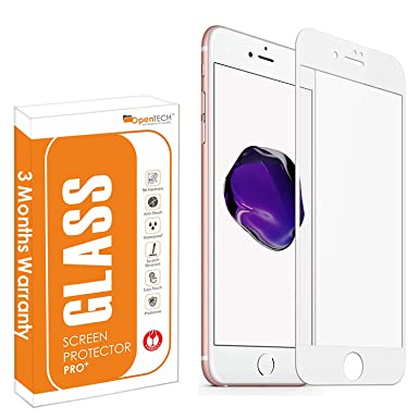 OpenTech® Tempered Glass Screen Protector for iPhone 6 Plus / 6s Plus Edge to Edge Coverage with Easy Installation kit (WHITE COLOR)