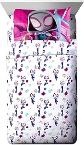 Marvel Spidey & His Amazing Friends Ghost Spider Gwen Twin Size Sheet Set - Super Soft Kids 3 Piece Bedding Set - Fade Resistant Microfiber Sheets