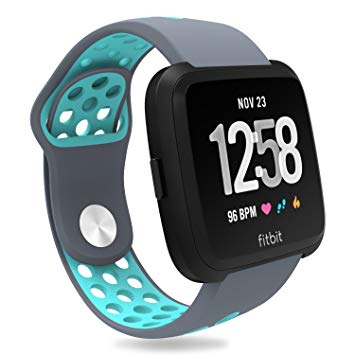 For Fitbit Versa Bands, Penta Stars Silicone Waterproof Band for Women and Men Fits Small & Large Wrists with Two Tone Slim Breathable Sport Design