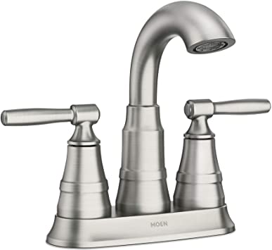 Moen 84971SRN Halle Two-Handle Centerset Bathroom Sink Faucet with Drain Assembly, Spot Resist Brushed Nickel