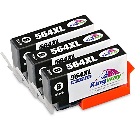 564 Ink Cartridges, Kingway 3 Pack Compatible HP 564 XL Black Ink Cartridge Replacement for HP Photosmart 5520 6520 7520 5510 6510 7510 7525 B8550 C6380 D7560 Premium C309A C410 Officejet 4620