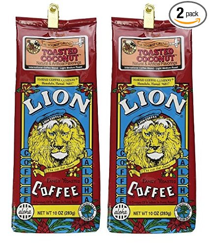 Lion Coffee Toasted Coconut 10 oz grind (2 Pack)